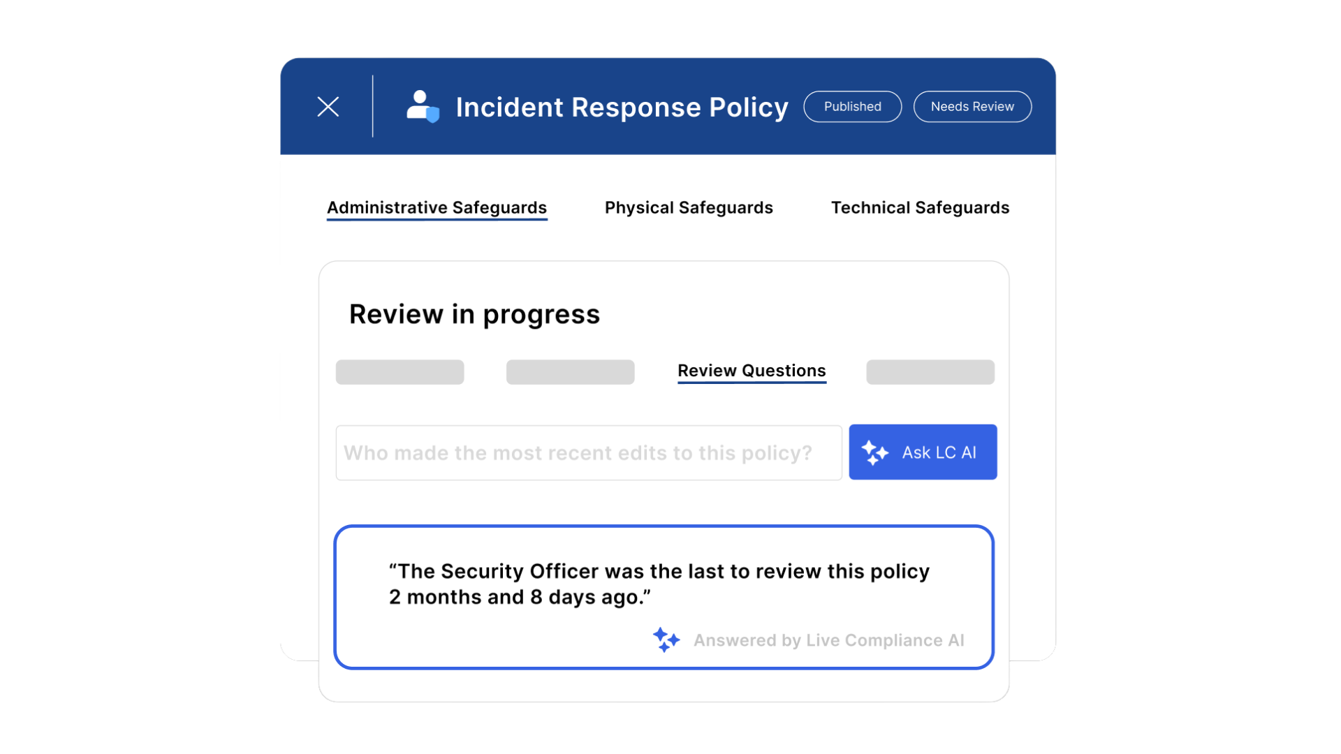 Policy and Procedure Assistance interface